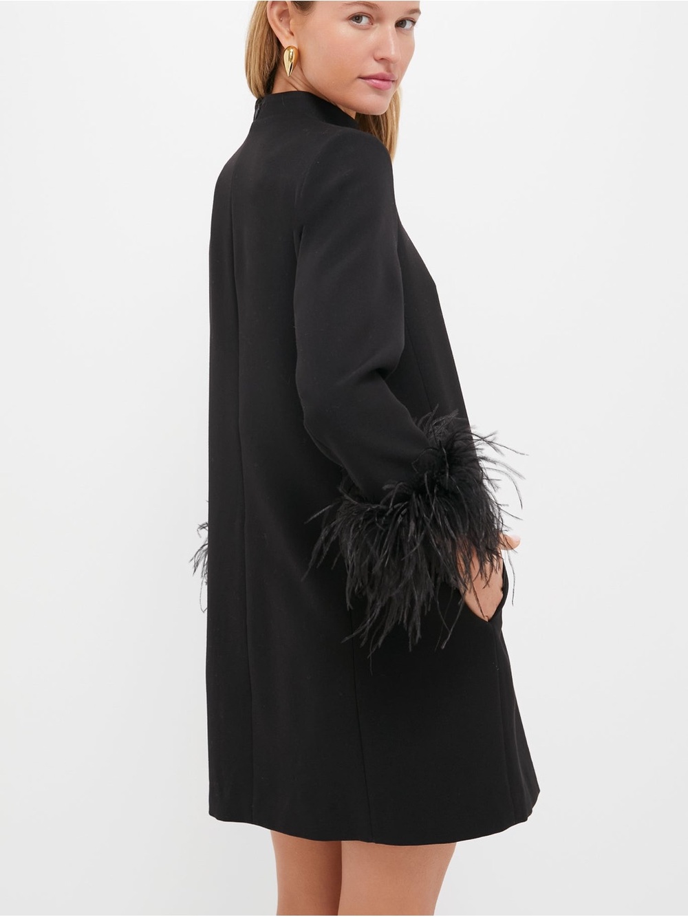 Tuckernuck Ellie Black Feather Mod Dress Large - Picture 4 of 11